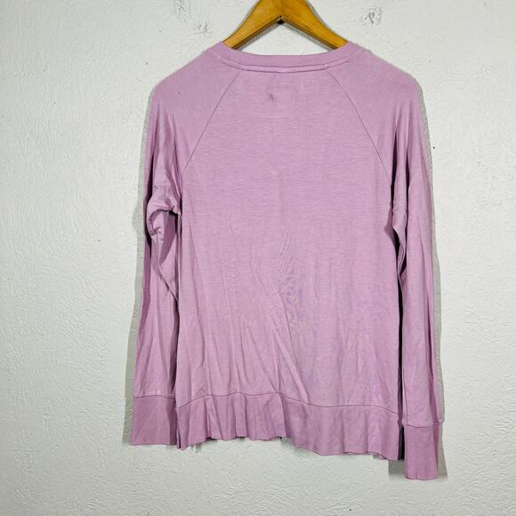 NEW! Market & Spruce Scoop Neck Jersey Top Button Side Mauve Pink Long Sleeve S - Picture 3 of 4